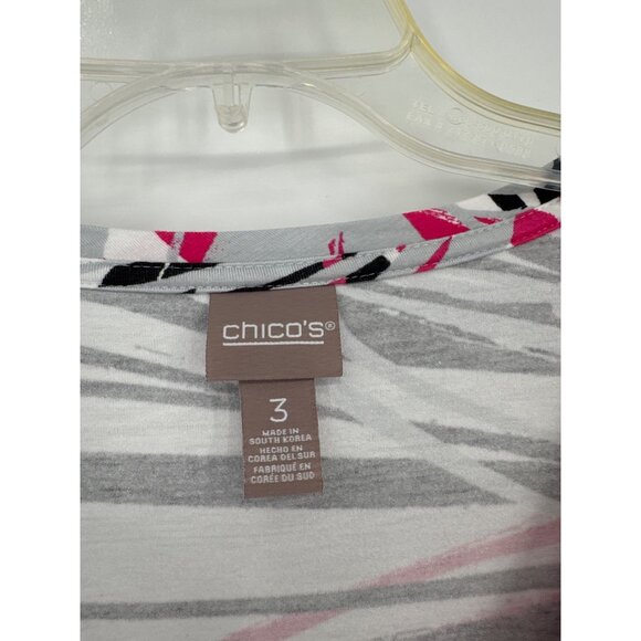 Chicos 3 Womens V-Neck Abstract Print Top Size XL pink pattern knit - Picture 2 of 4